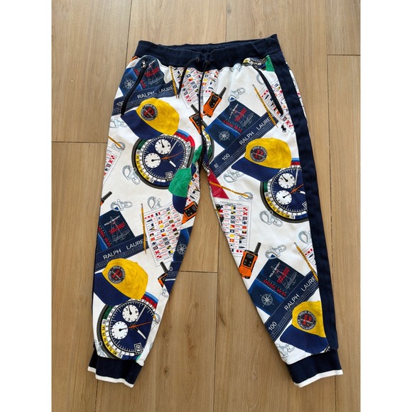 Polo Ralph Lauren Mens XL Polo Sport Yachting Nautical Print Joggers Sweatpants - Picture 2 of 8